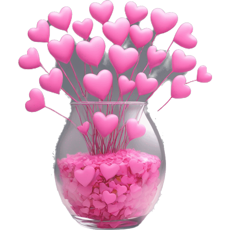 10000000 huge pink hearts on stems in a clear glass vase emoji