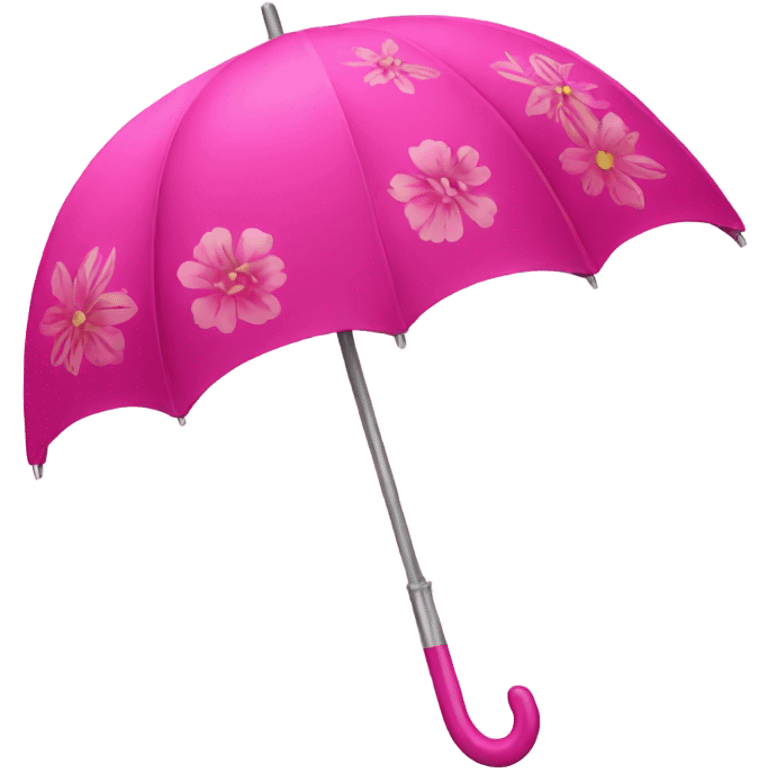 Hot pink umbrella with flower detail  emoji