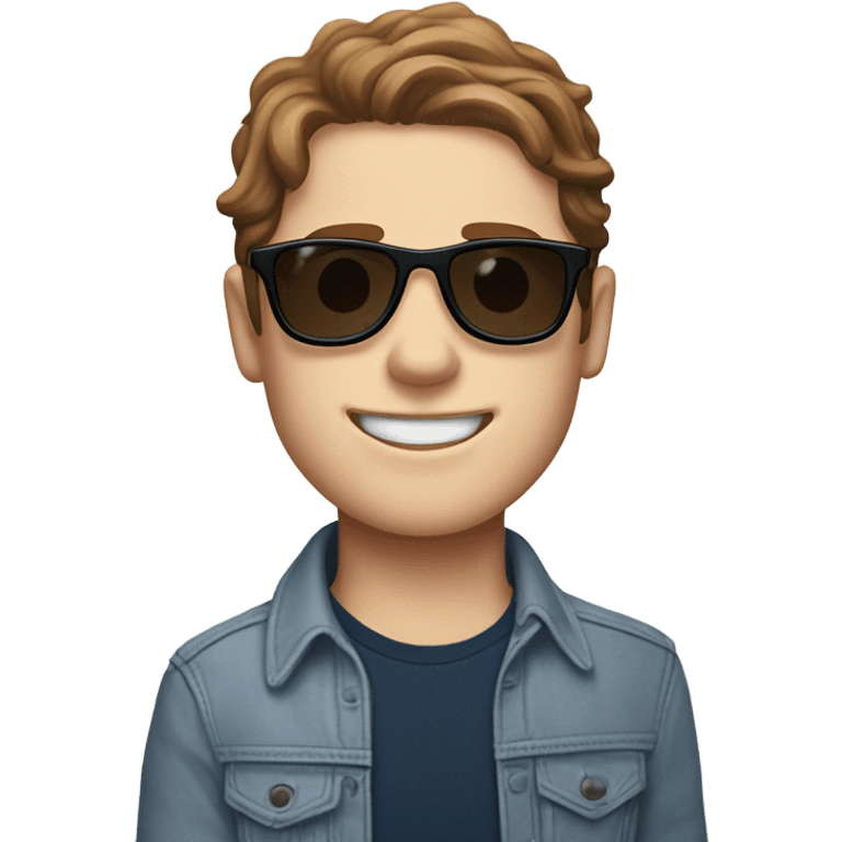 Evan hansen from dear Evan Hansen, with brown hair and sun glasses and a broken arm emoji