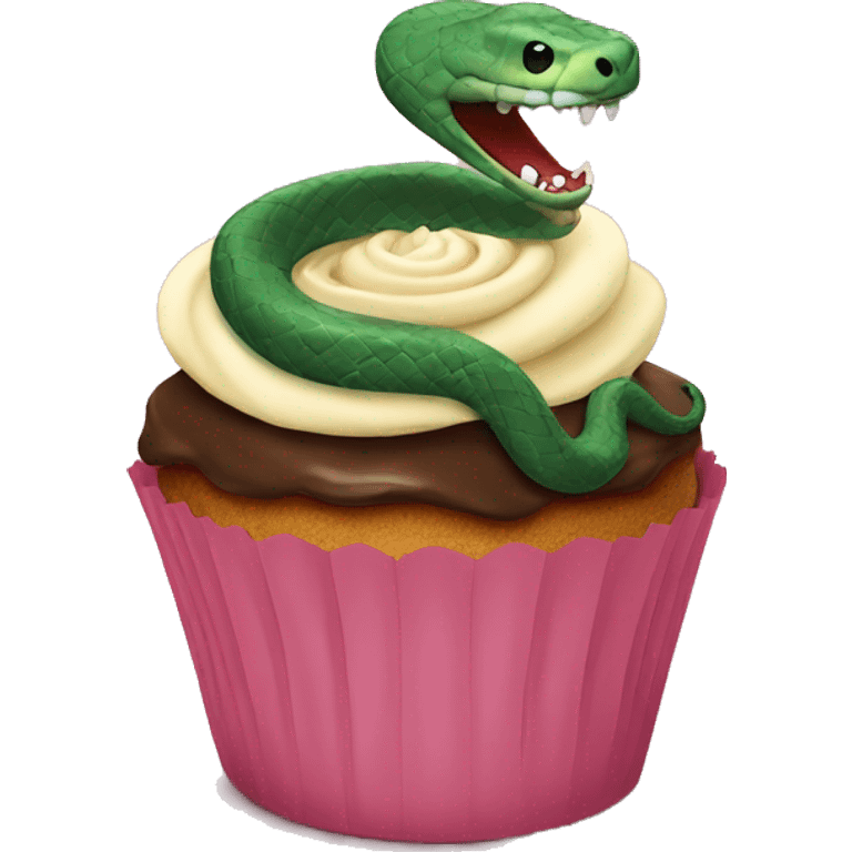 Snake coming out of cupcake  emoji