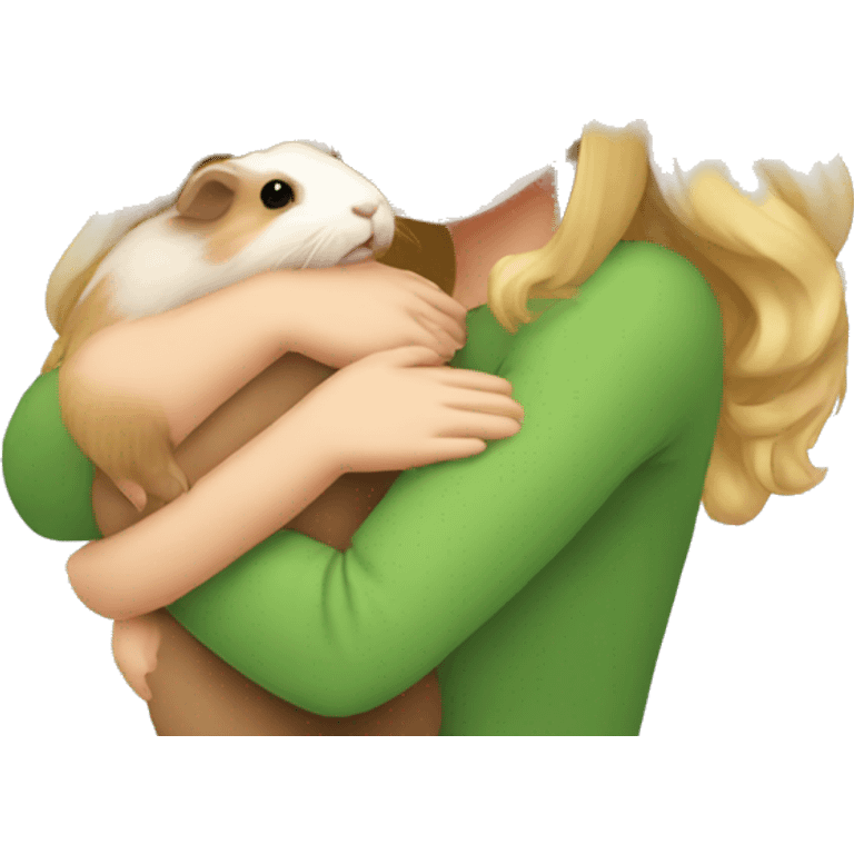 Blonde Woman hugging a guineapig emoji