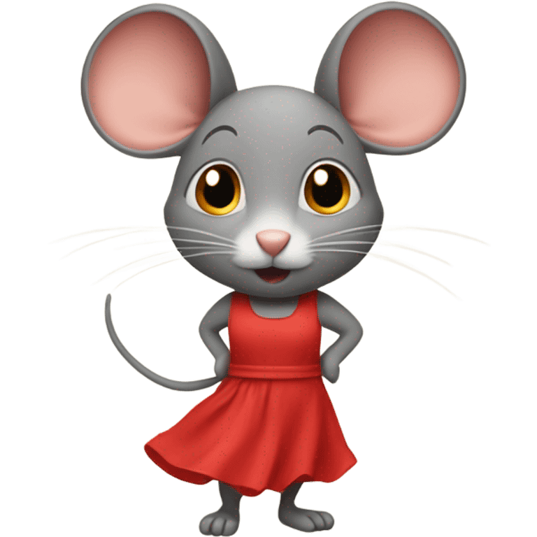 Mouse in red sun dress emoji