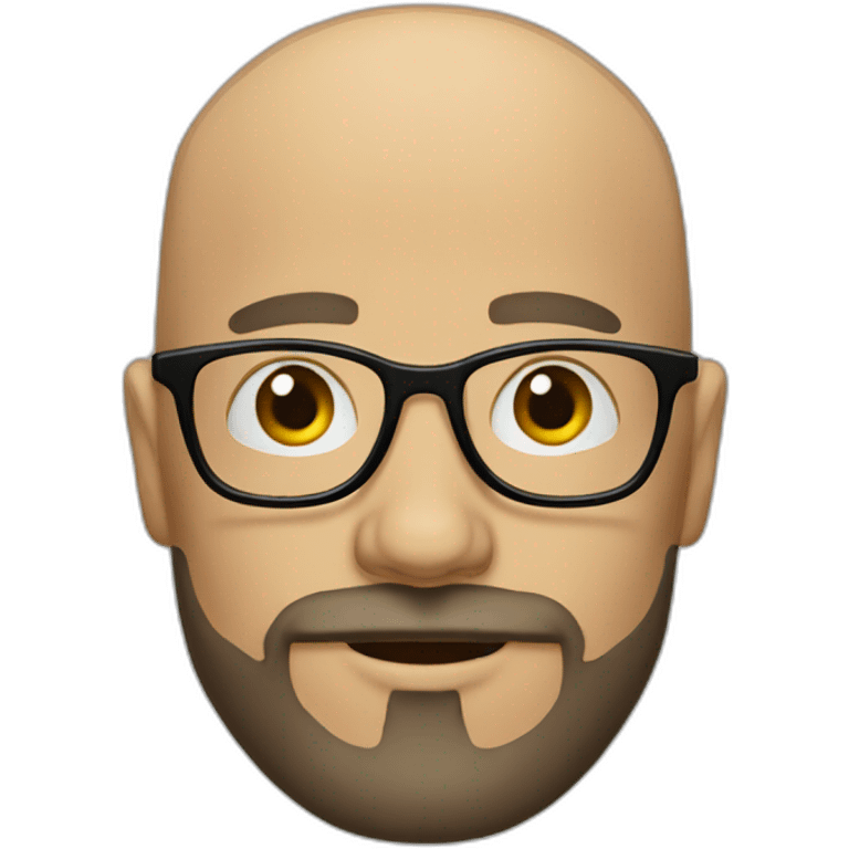 bald man in his thirties with a beard and mustache and glasses emoji