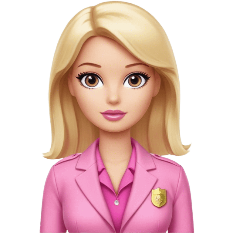 Blonde Barbie, pink outfit, FBI agent  emoji