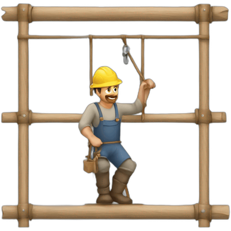 medieval scaffolder at work, on a scaffolding structure emoji