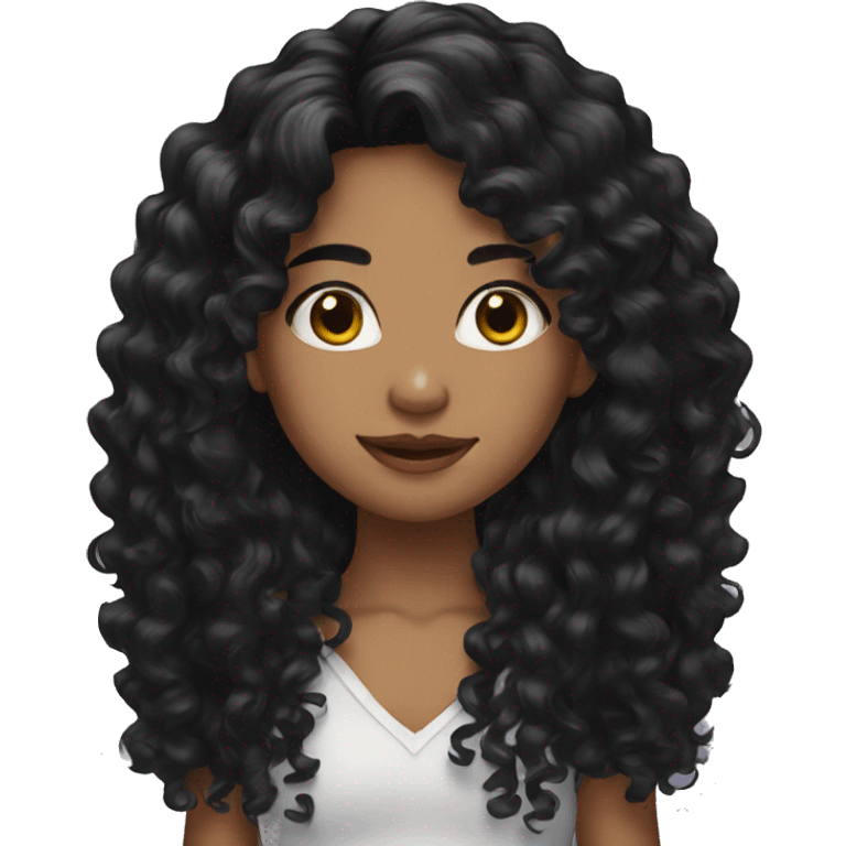 girl long black curly hair emoji