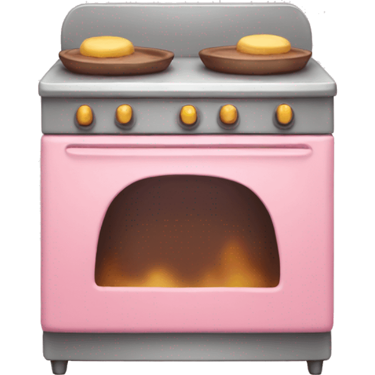 A oven emoji that has a cute pudding theme  with a yellow, pink, and brown pastel color theme emoji