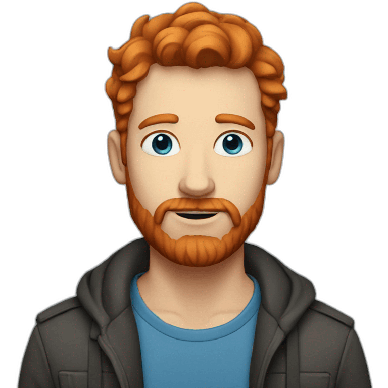 Man with red hair and beard,blue eyes, full face emoji