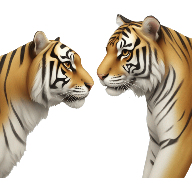 White female tiger and golden male bengal tiger  emoji