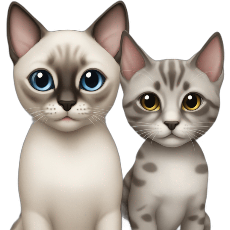 1 siamese kitten and 1 grey brindle cat emoji