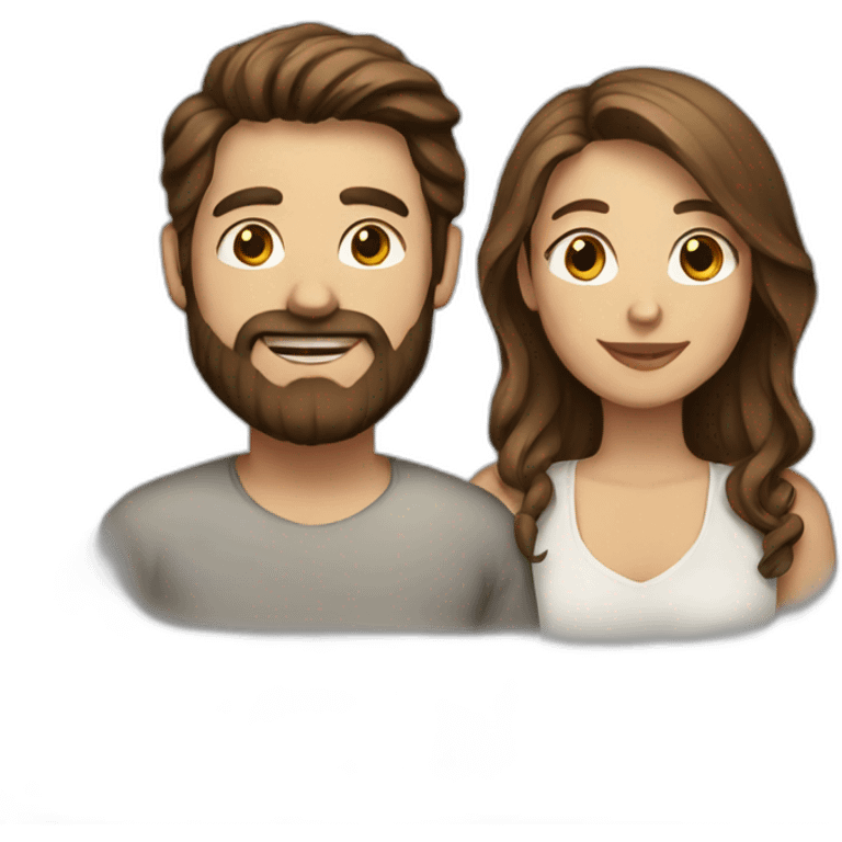 Man with beard and woman with brown hair emoji