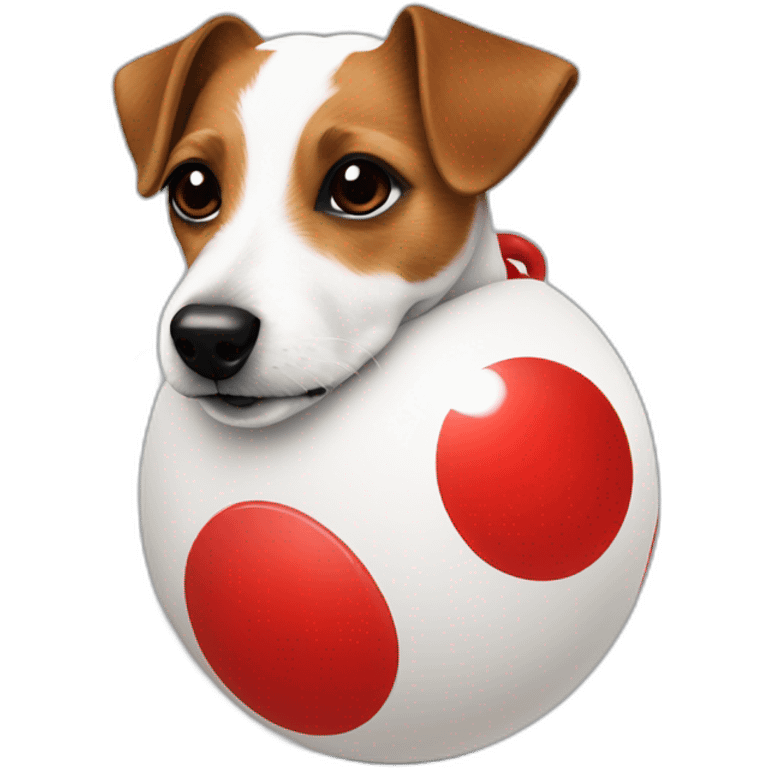 Jack Russell small with small all red ball   emoji