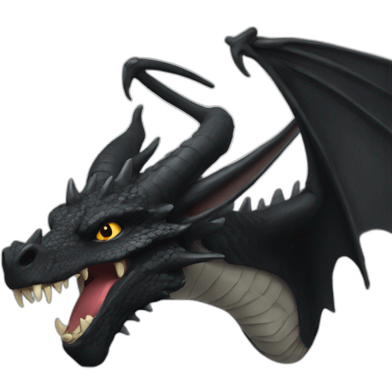 Black Dragon with long horn emoji