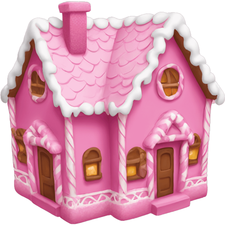 Pink gingerbread house emoji