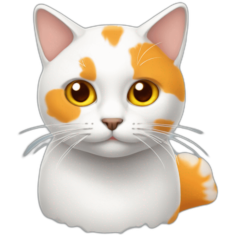 gato branco com laranja gordo emoji