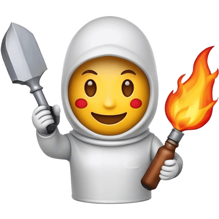 Emoji smiling and holding a Molotov  emoji