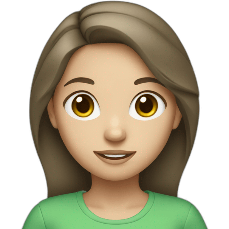 Girl with brown hair and blue eyes in green clothes emoji