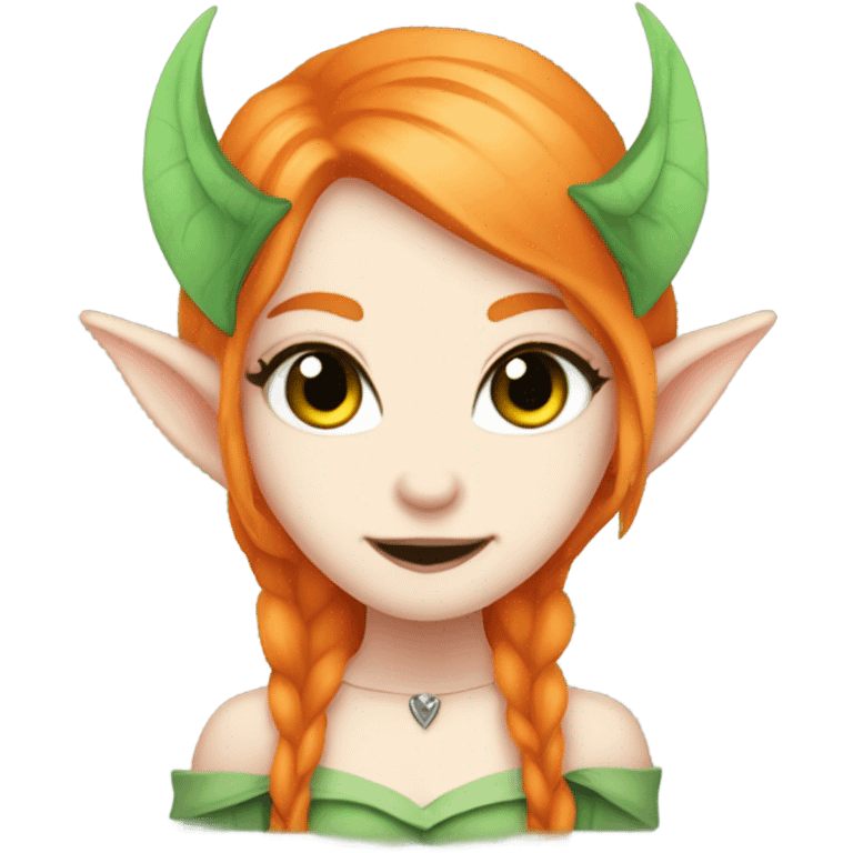 Cute pale vampire teeth vampire princess elf ears green eyes orange hair emoji