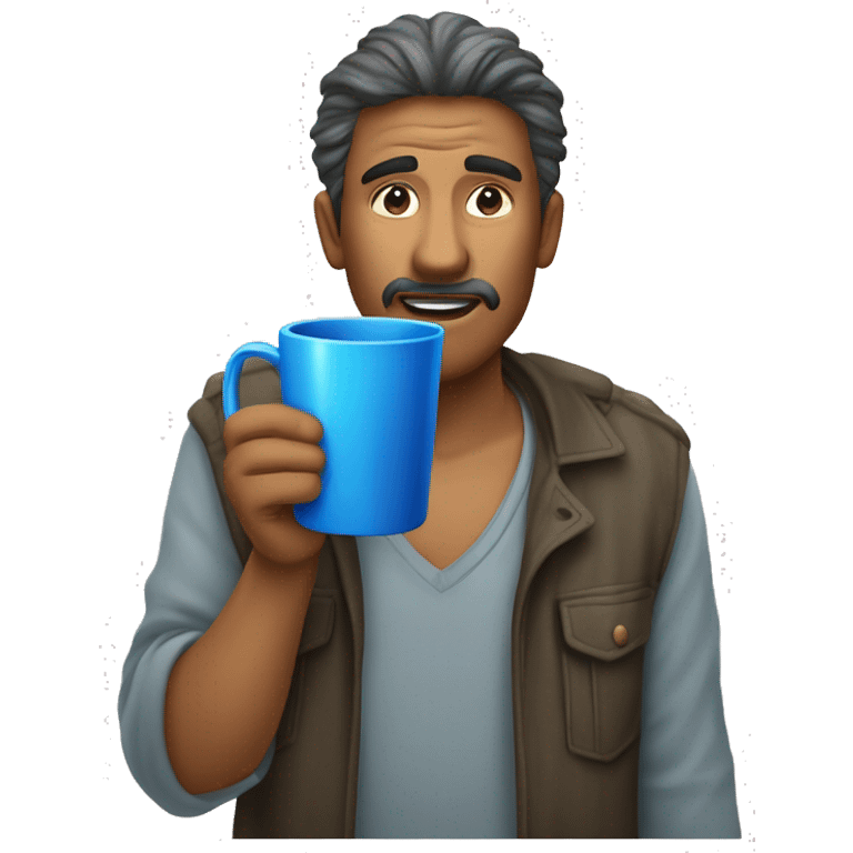 crie uma águia azul segurando uma caneca. emoji