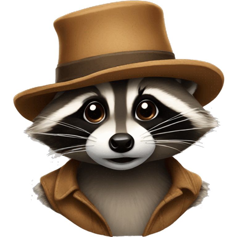 Raccoon with a hat emoji