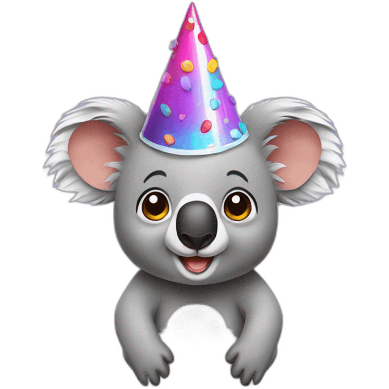 Koala with birthday hat emoji