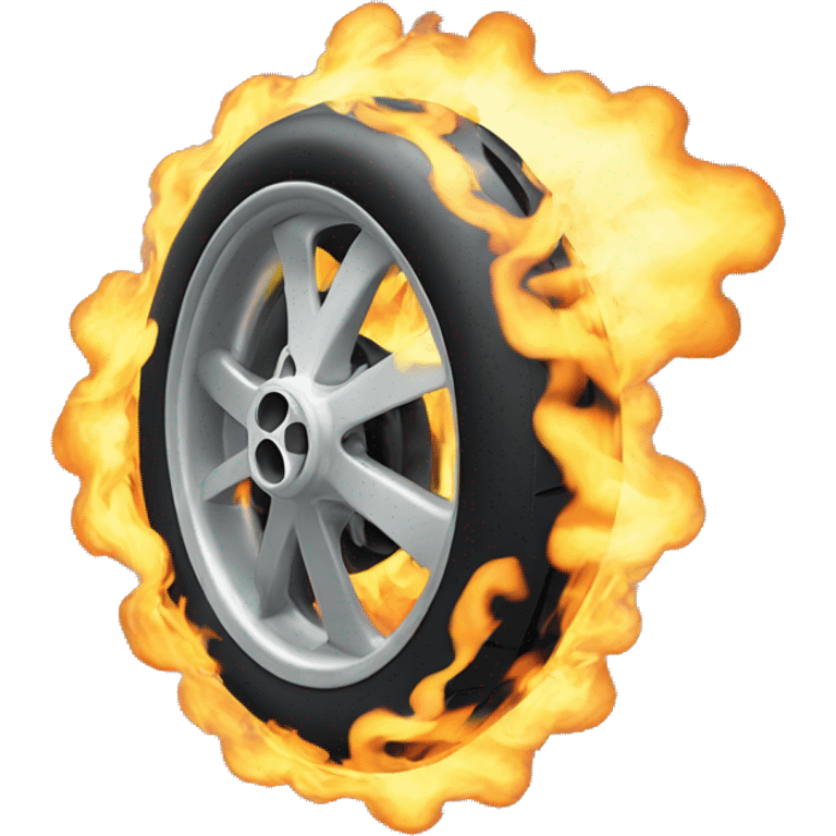 burning F1 Wheel in smoke emoji