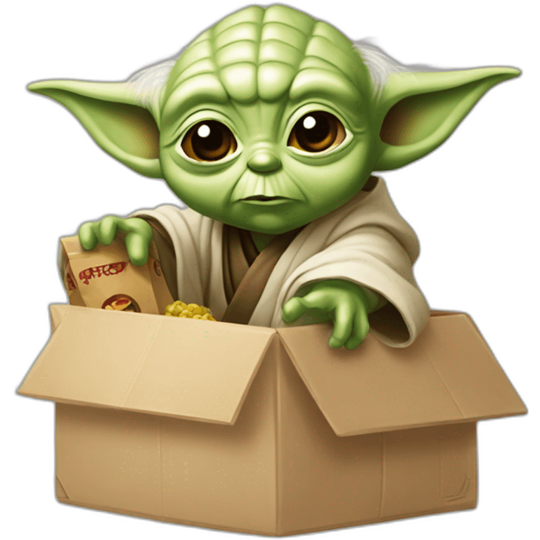 YODA CARGANDO CAJA CON MERCANCIA CHINA emoji