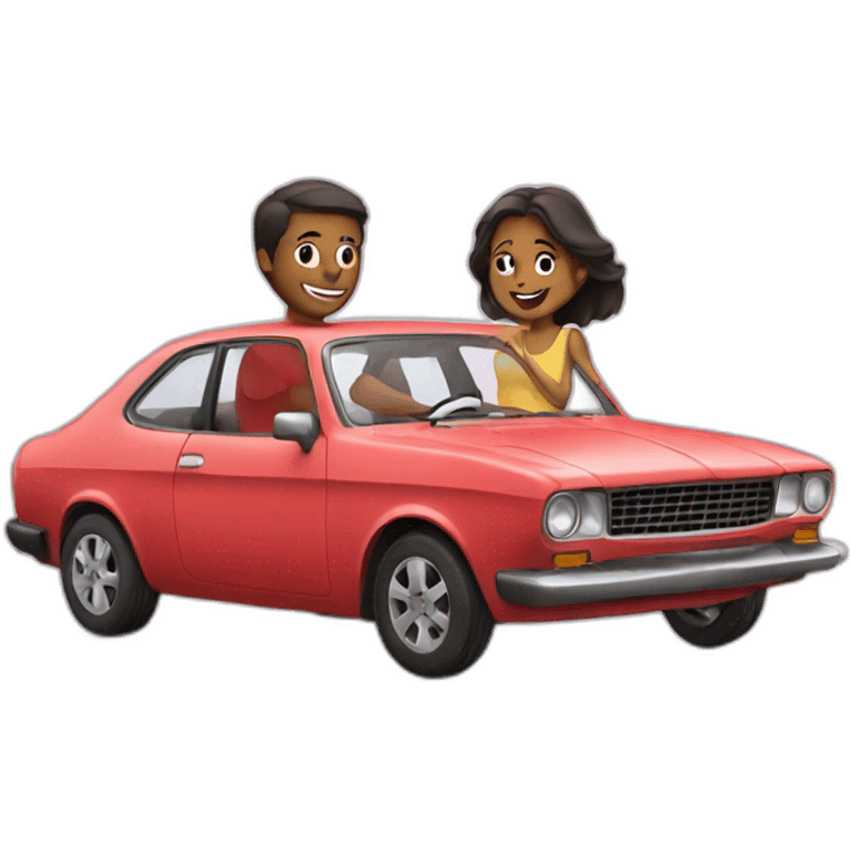 Couple with car emoji