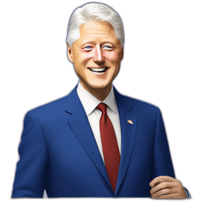 bill clinton in front of huge rainbow flag emoji