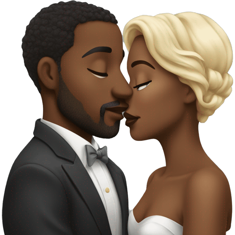 a beautiful black couple kissing on the lips emoji