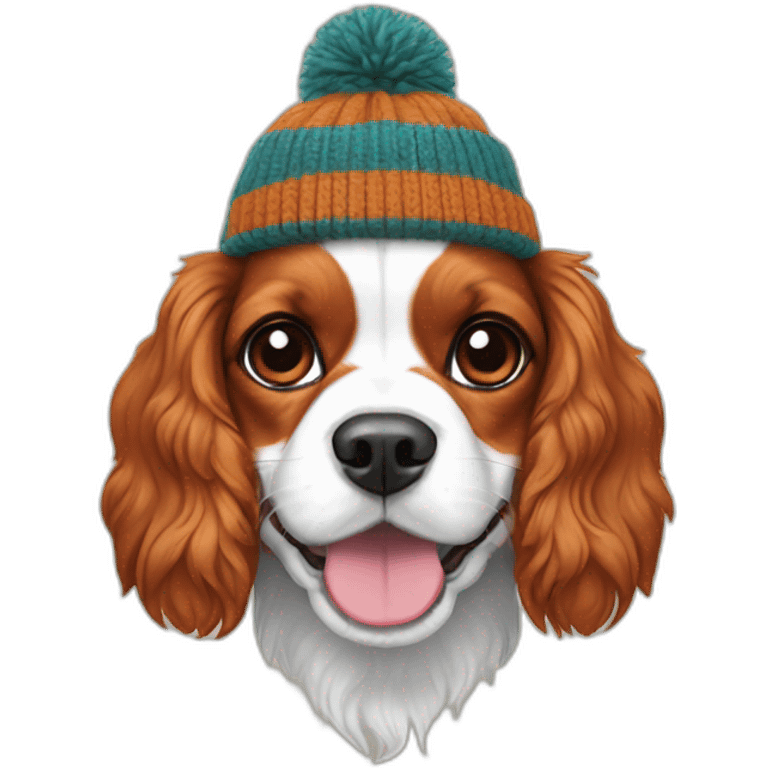 cavalier king charles wearing woolly hat emoji