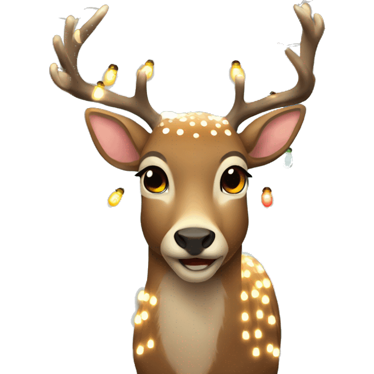 Deer with Christmas lights emoji