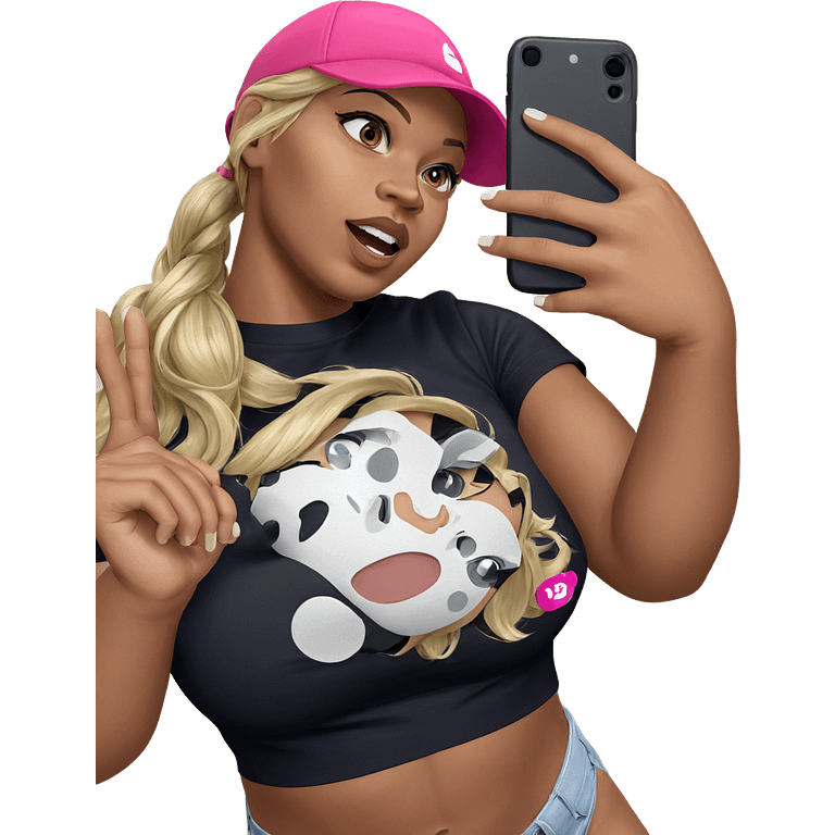 blonde girl taking selfie emoji