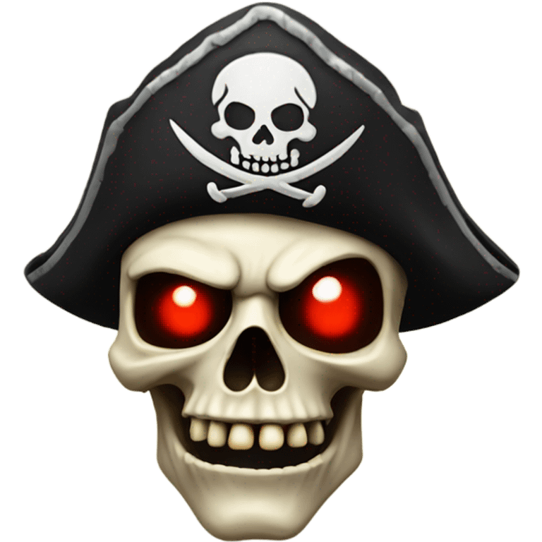 Scary pirate skull with glowing red eyes emoji