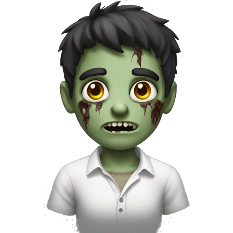 boy zombie with dark hair and white shirt emoji