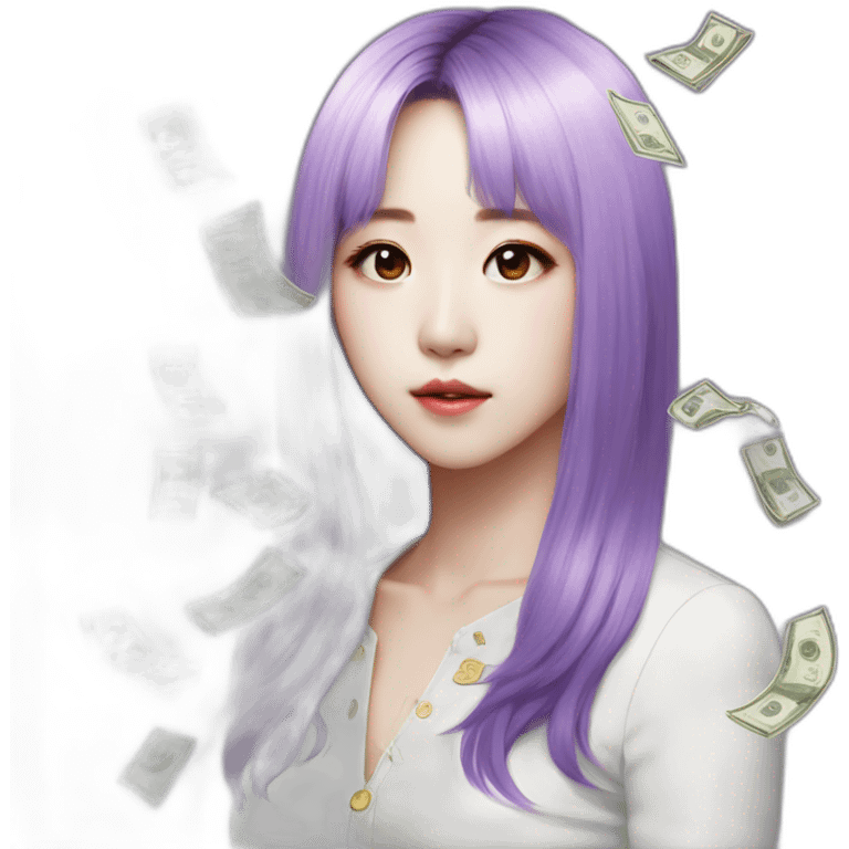 Moonbyul-purple-hair with money emoji