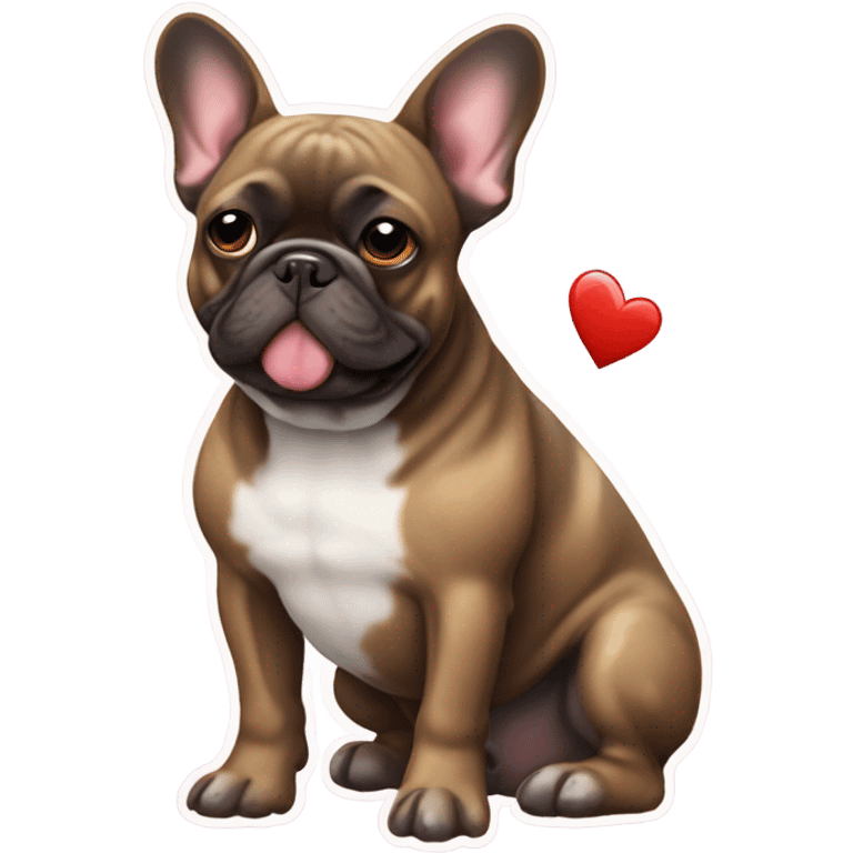 French bulldog brindle with a love heart emoji