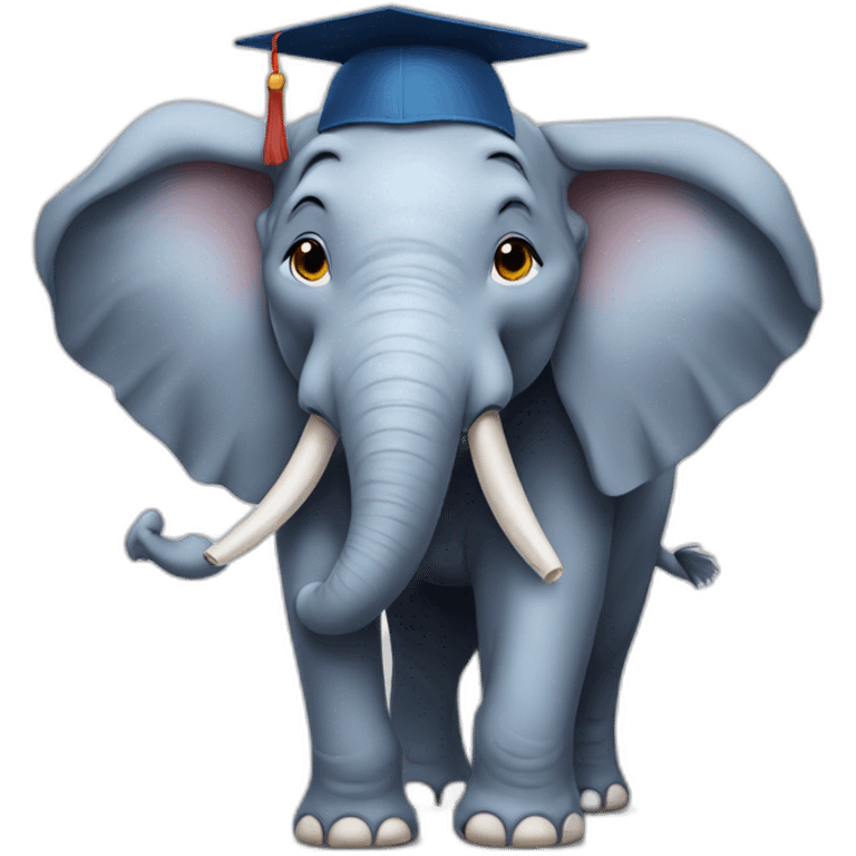 Elephant with school hats emoji