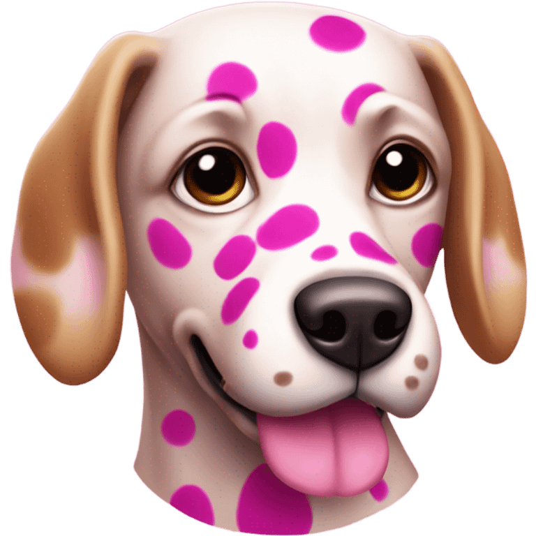 A dog with pink skin and magenta spots  emoji