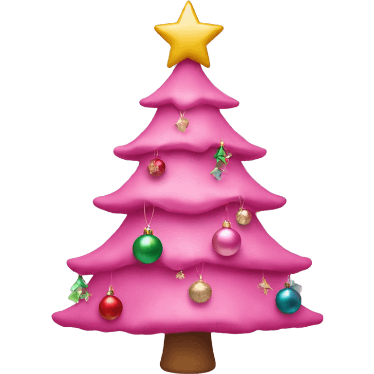 pink christmas tree with ornaments  emoji