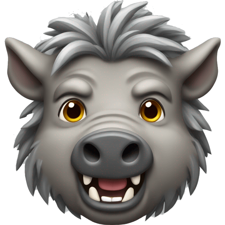 A wild ferocious grey boar emoji