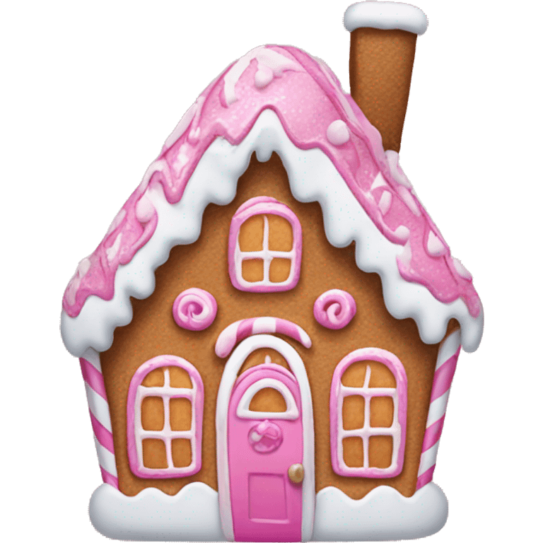 A pink gingerbread house emoji