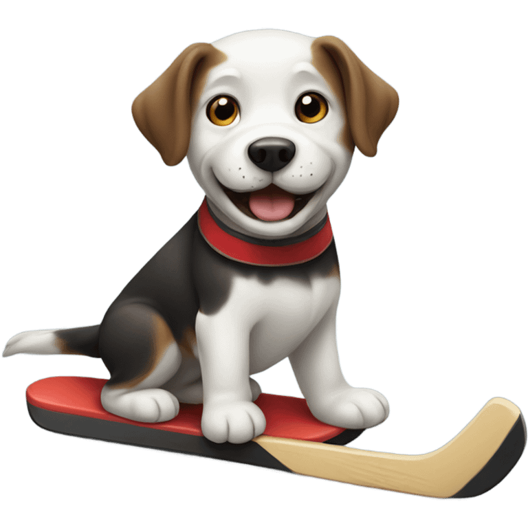 Dog playing hockey emoji