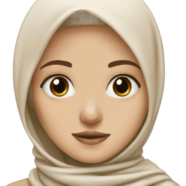 White skinned Muslim Girl with black almond eyes and beige scarf  emoji