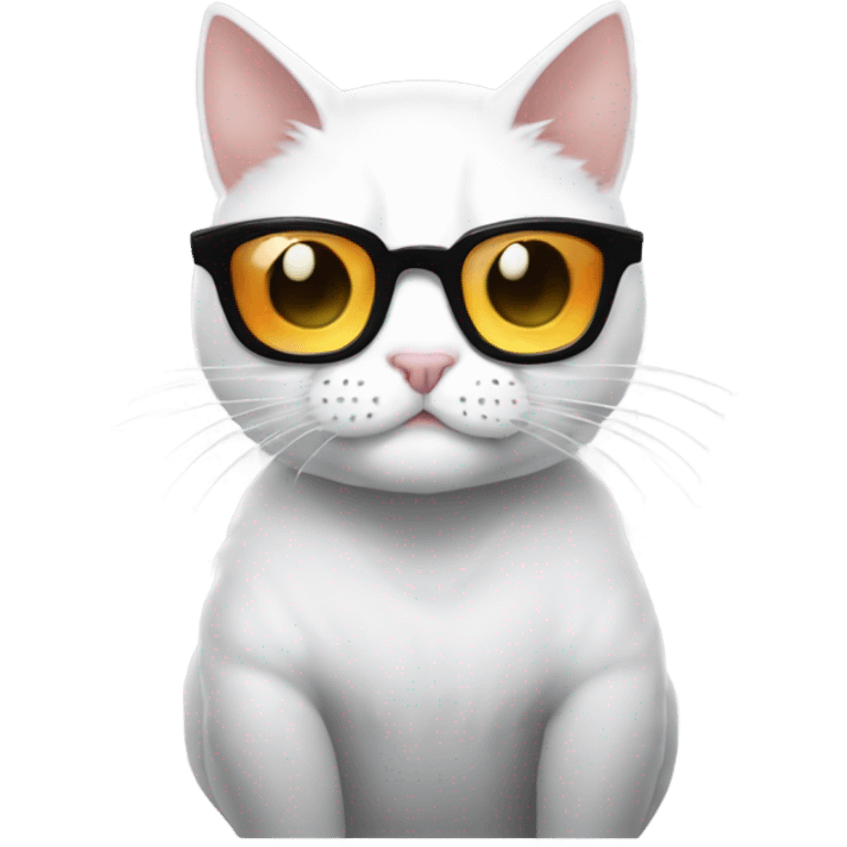 gato blanco parecido al gato de gojo  personaje de jujutsu kaisen con lentes de sol emoji