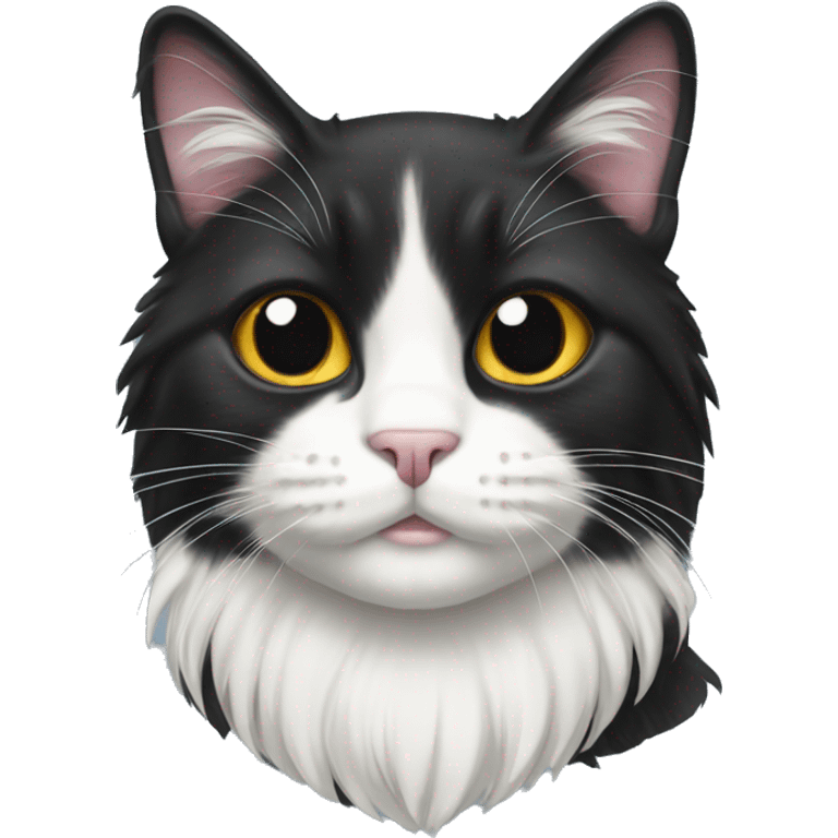 black and white tuxedo long hair cat emoji