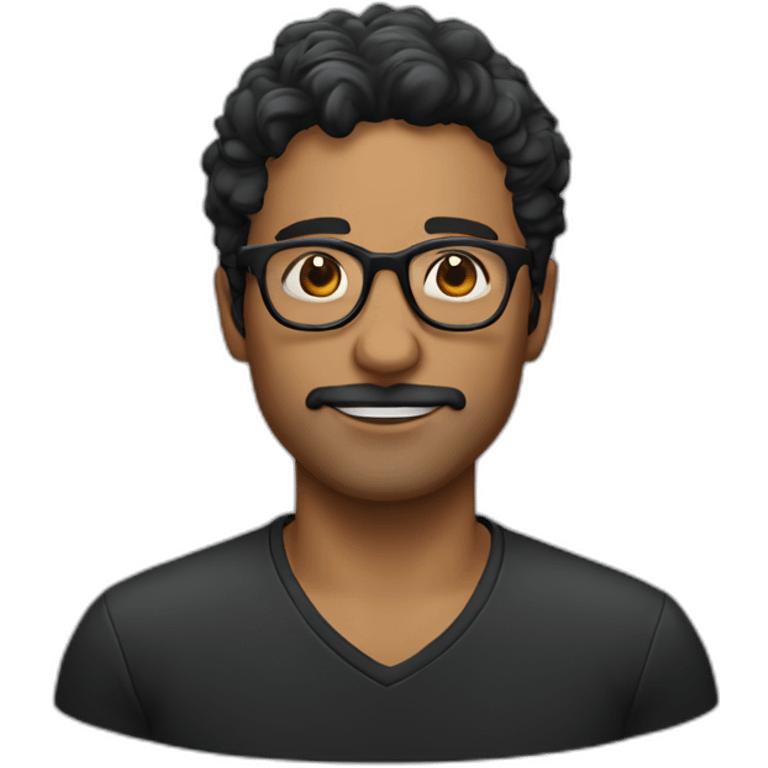 Italian man black wavy short hair and glasses emoji