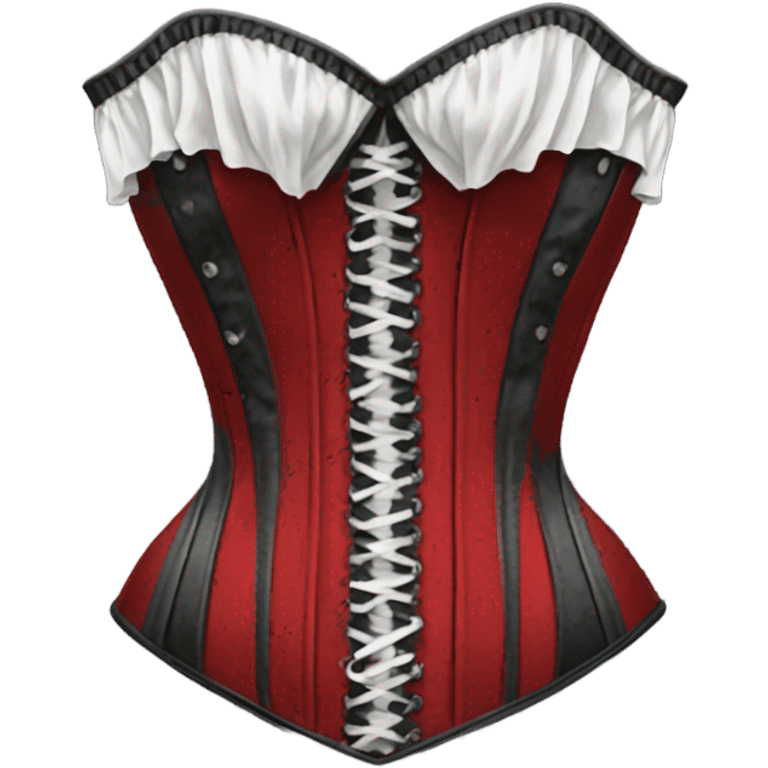 Red and black corset top stained with white paint emoji