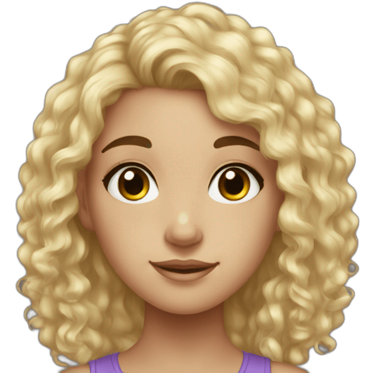 Teenager girl, black curly hair, black eyes,freckles  emoji