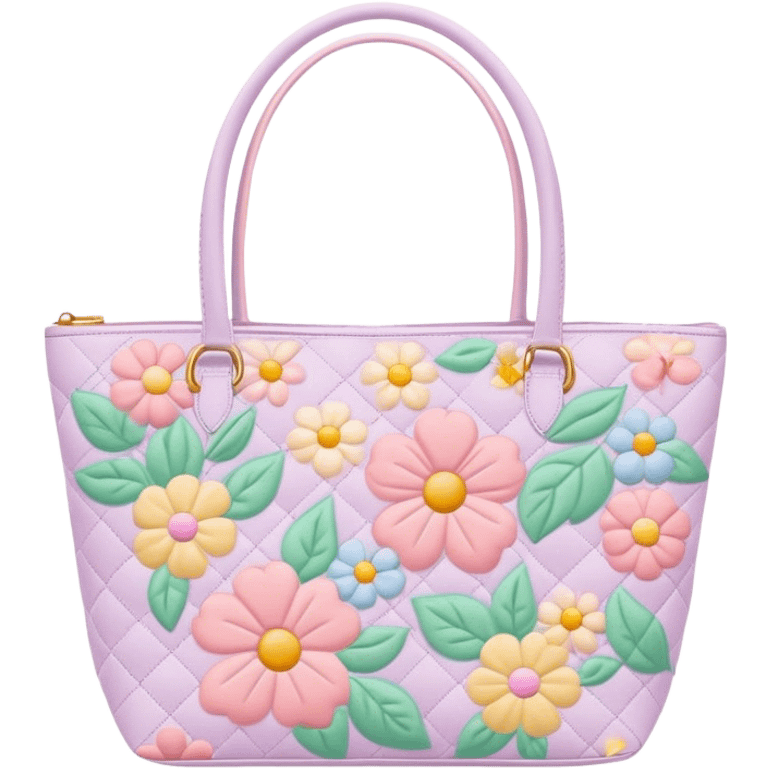 pastel floral quilted tote bag  emoji